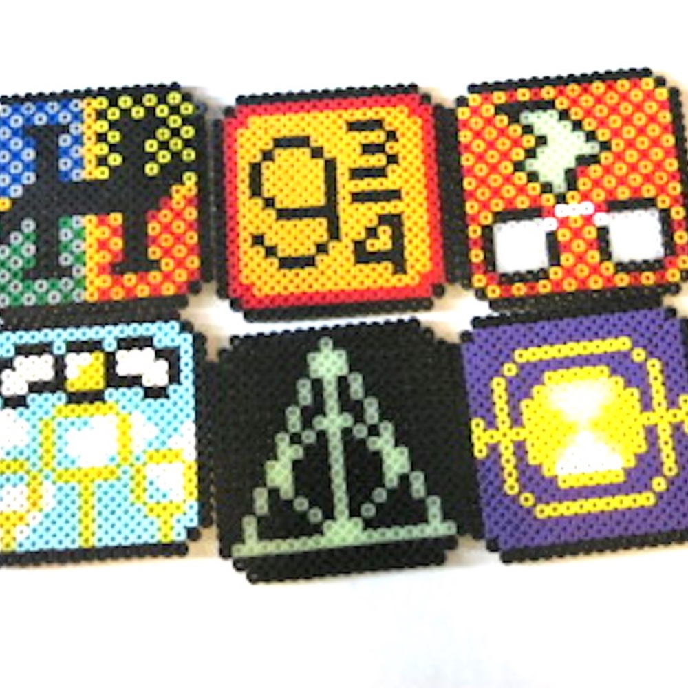 Perler Beads set of 6 Harry Potter Coasters